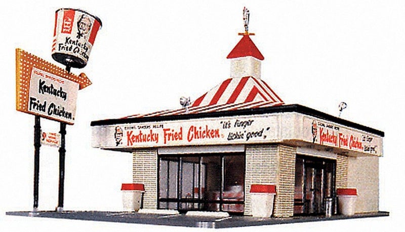 Life-Like Trains HO Scale Building Kits - Kentucky Fried Chicken Drive-in  Intended for ages 14 and up  Red White